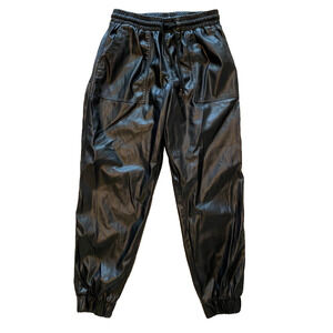 Blank NYC Womens Vegan Leather Joggers Size 31 Black Mob Wife Pull On Pants